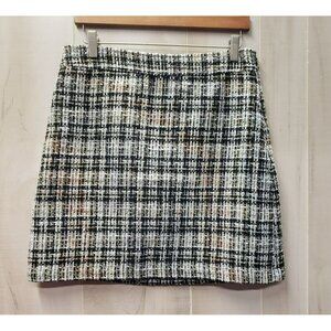 Loft Womens Tweed Plaid Mini Skirt Size 6, Side Zip, 18" length, Classic Look